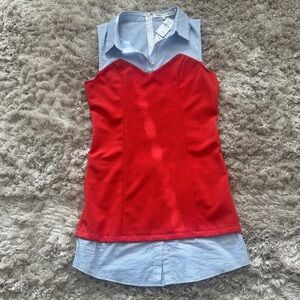 Red and Blue Sleeveless Dress English factory size small Neiman Marcus
